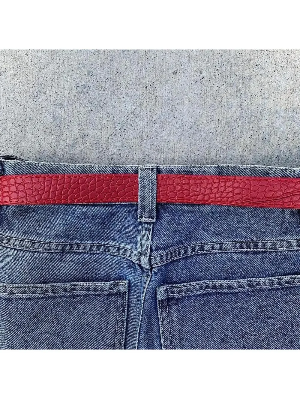 Y2k 2000s style Silver opal belt buckle with Red crocodile style leather. 39